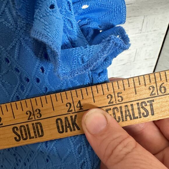 Ruby Rd women’s blouse, embroidered eyelet ruffle sleeve V-neck bohemian hippie - Picture 7 of 9